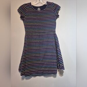 George Navy Dress with Pink, Yellow and Light Blue Stripes